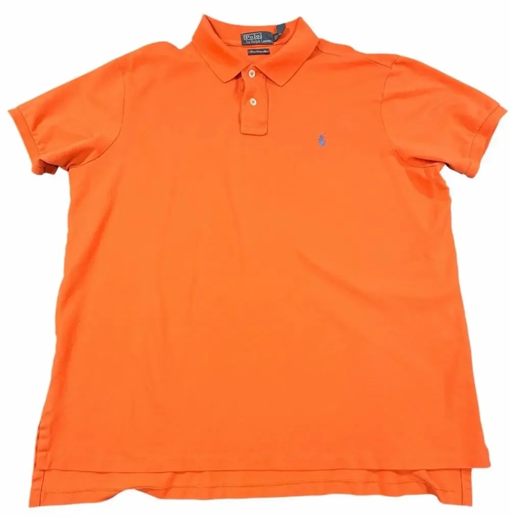 Polo Ralph Lauren Prime Stretch Mesh Polo Shirt Men’s XXL Orange Classic Fit